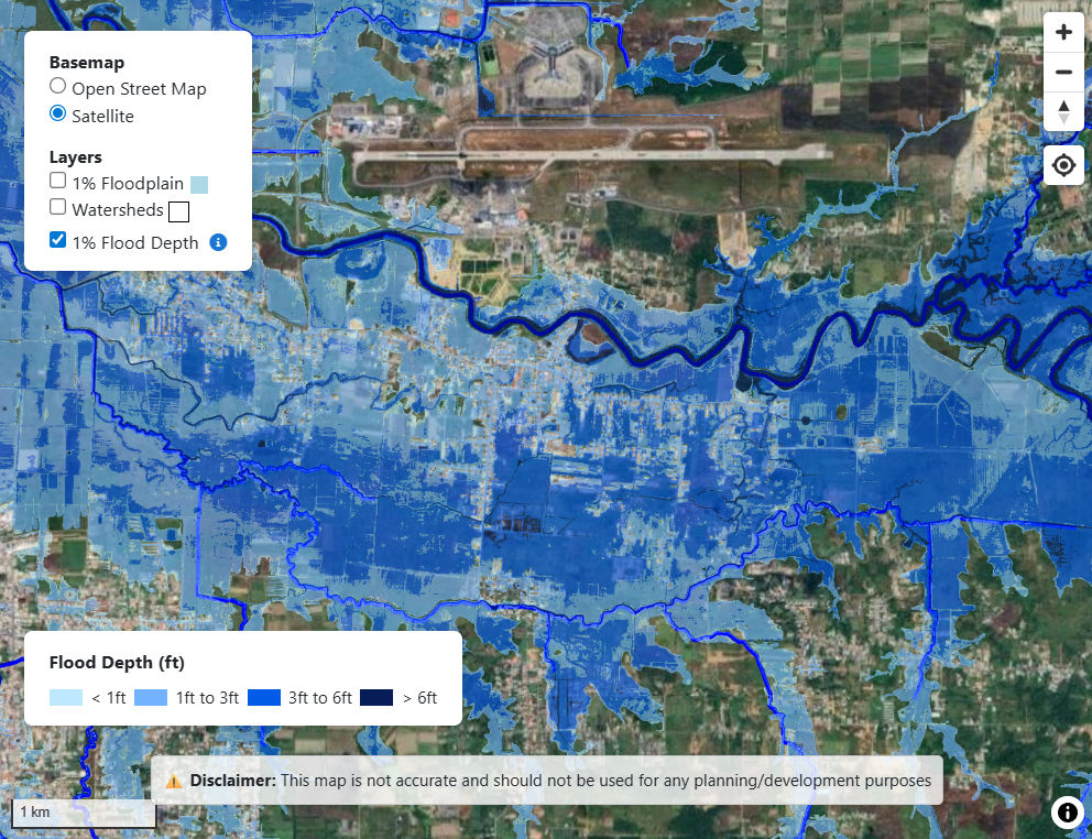 Caroni Flood Hazard Map Screenshot